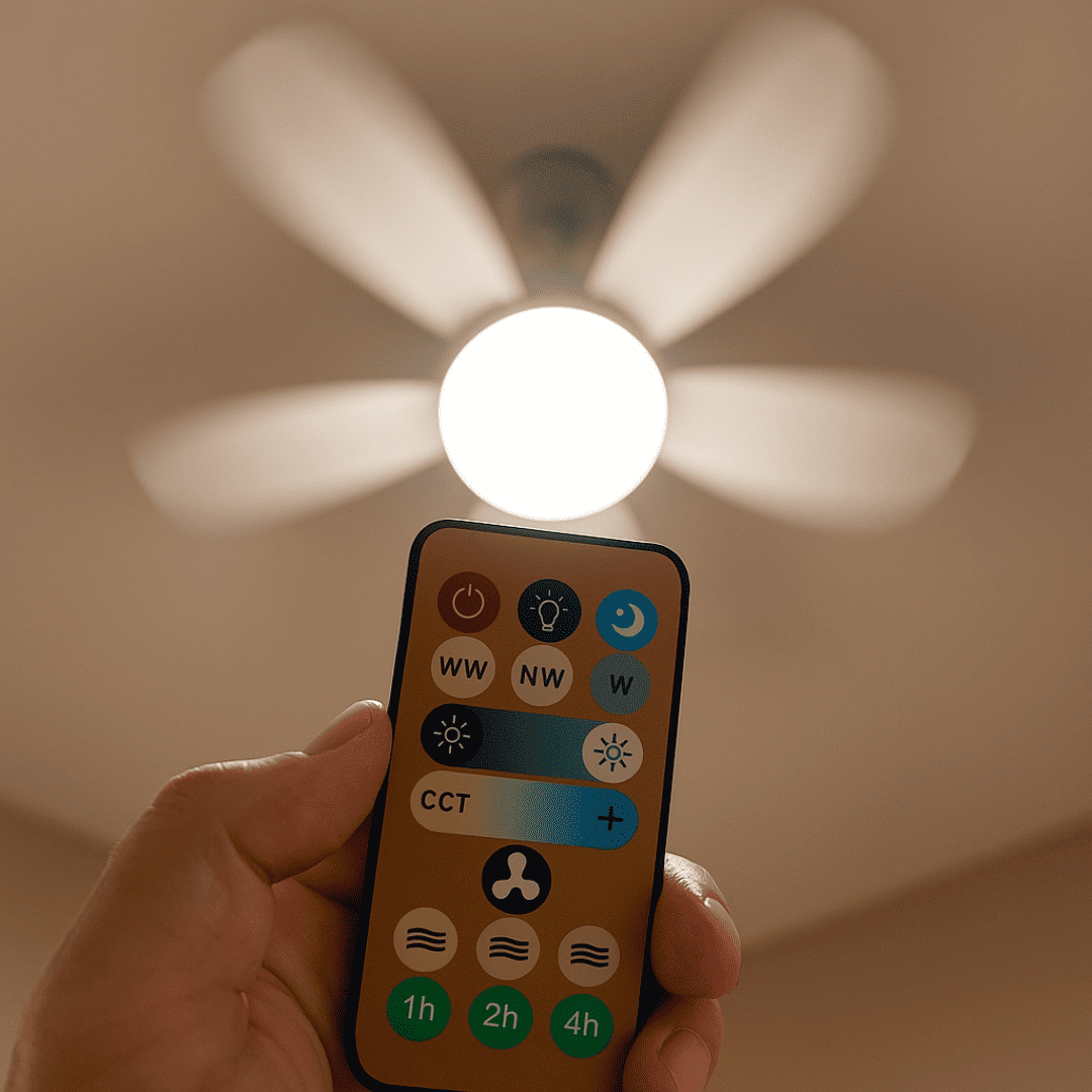 VentiLuz | Ventilação + Iluminação no Soquete com Controle | 60W Bivolt