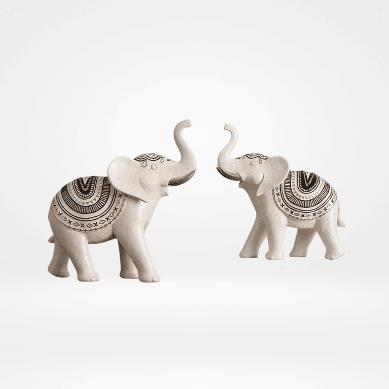 Escultura de Elefante Guardião da Fortuna Branco