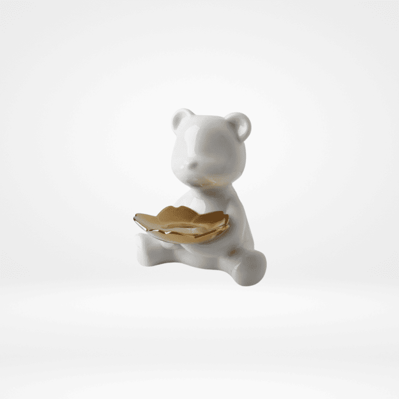 Escultura Urso Guardião Sereno Branco