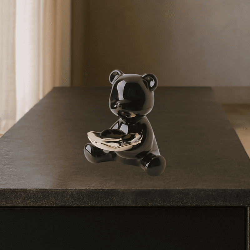 Escultura Urso Guardião Sereno Preto