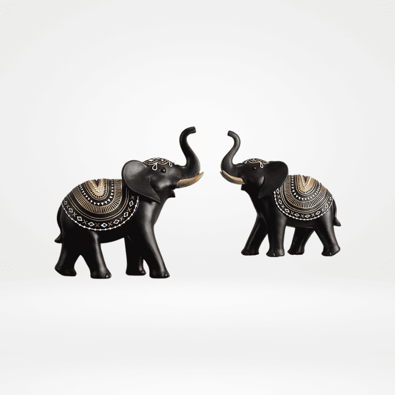 Escultura de Elefante Guardião da Fortuna Preto