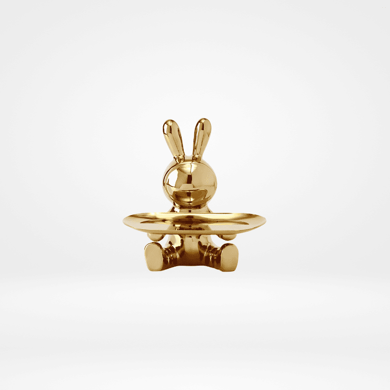 Leporí – Escultura com Bandeja Integrada Dourada